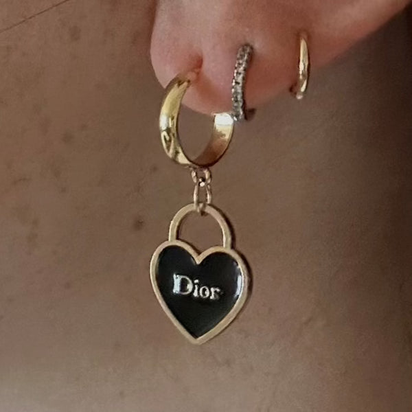 Dior Cupid Earrings - Black and Gold
